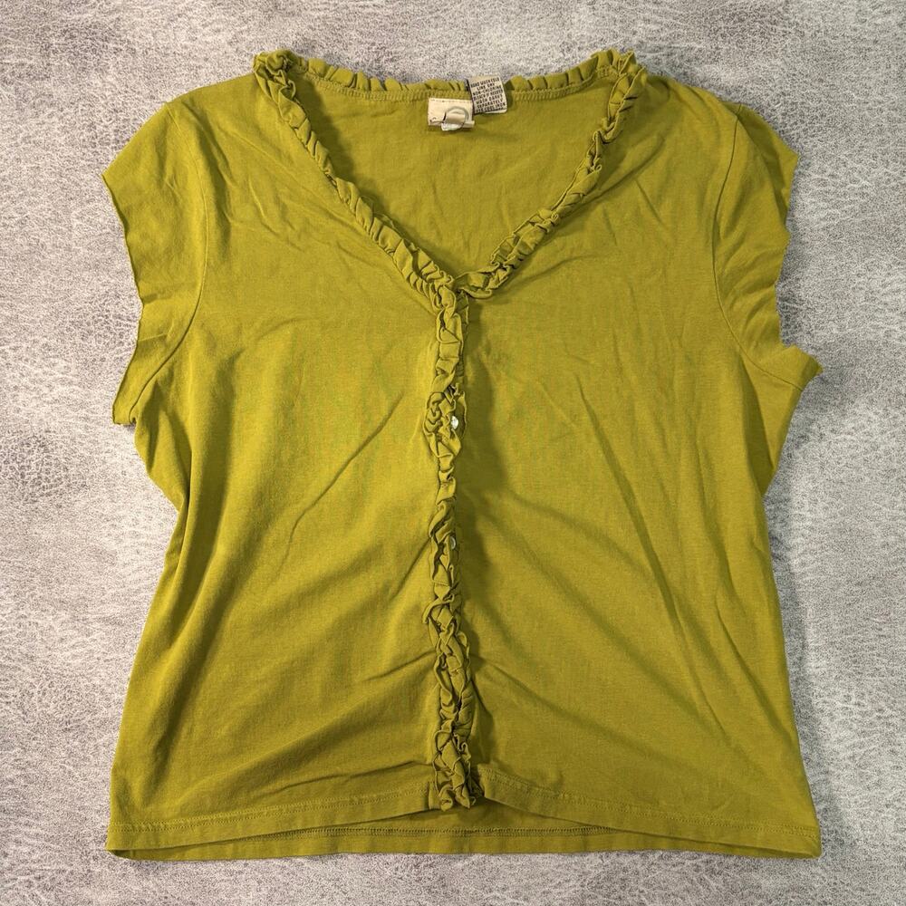 Vintage Lime FL Malike Ruffled Blouse